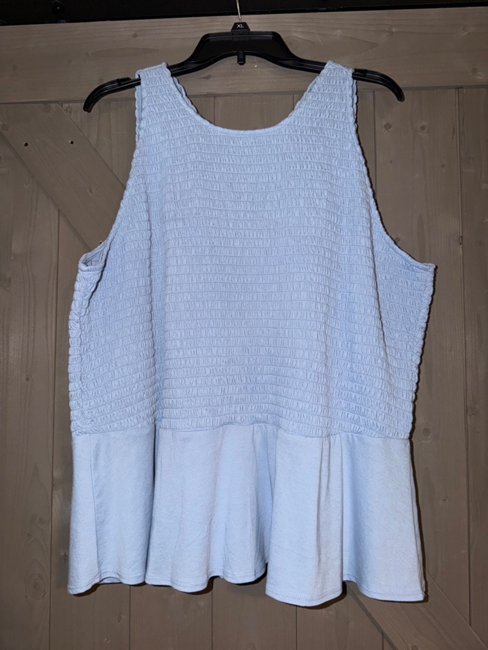 INC International Concepts Light Blue Smocked Peplum Tank